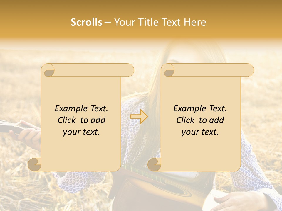 A Woman Sitting In A Field Holding A Guitar PowerPoint Template