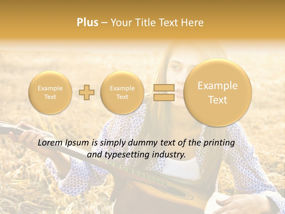 A Woman Sitting In A Field Holding A Guitar PowerPoint Template