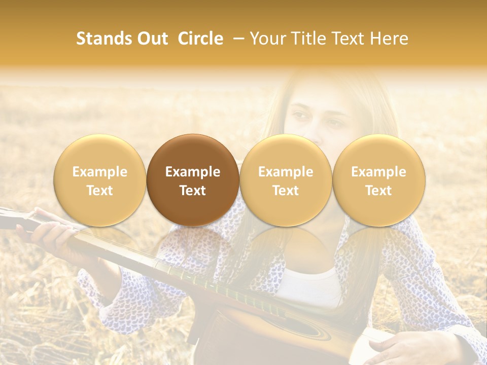 A Woman Sitting In A Field Holding A Guitar PowerPoint Template