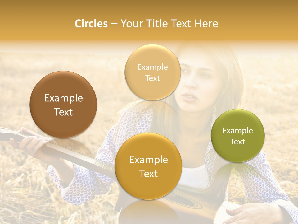 A Woman Sitting In A Field Holding A Guitar PowerPoint Template