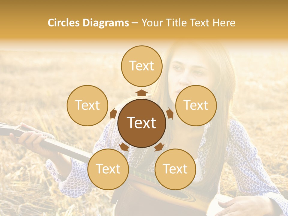 A Woman Sitting In A Field Holding A Guitar PowerPoint Template