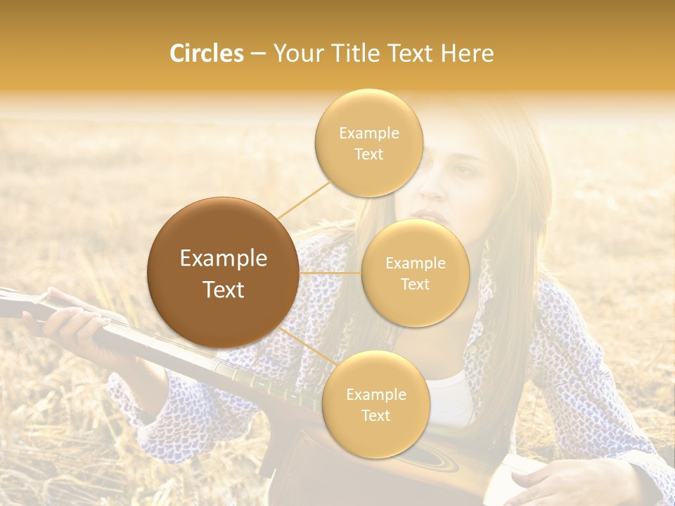 A Woman Sitting In A Field Holding A Guitar PowerPoint Template