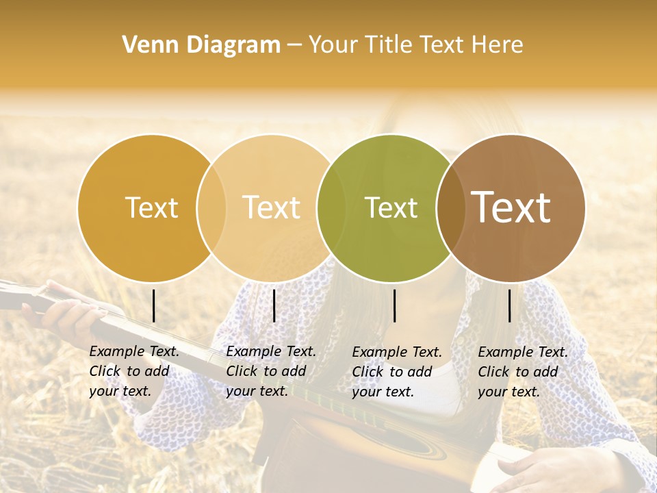 A Woman Sitting In A Field Holding A Guitar PowerPoint Template