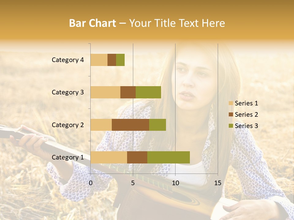 A Woman Sitting In A Field Holding A Guitar PowerPoint Template