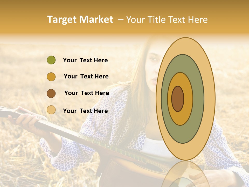 A Woman Sitting In A Field Holding A Guitar PowerPoint Template