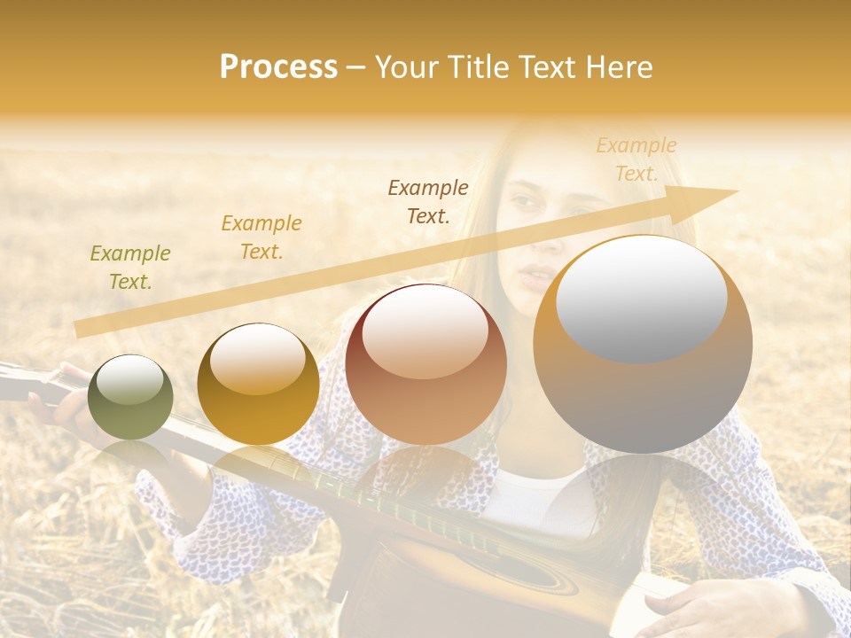 A Woman Sitting In A Field Holding A Guitar PowerPoint Template