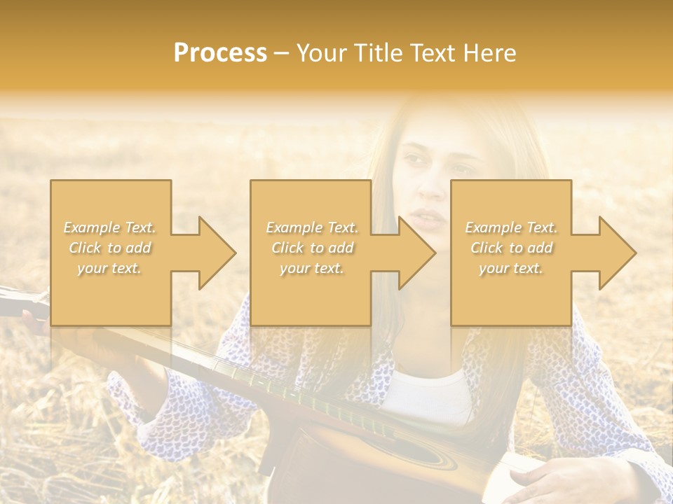 A Woman Sitting In A Field Holding A Guitar PowerPoint Template