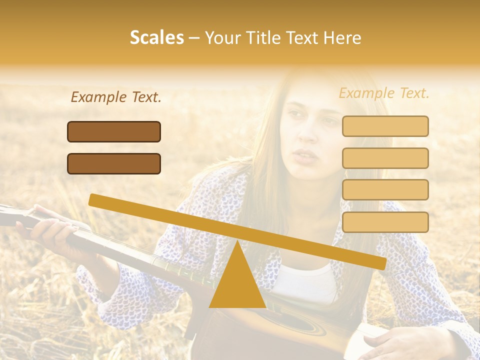 A Woman Sitting In A Field Holding A Guitar PowerPoint Template