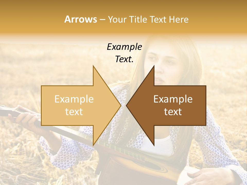 A Woman Sitting In A Field Holding A Guitar PowerPoint Template