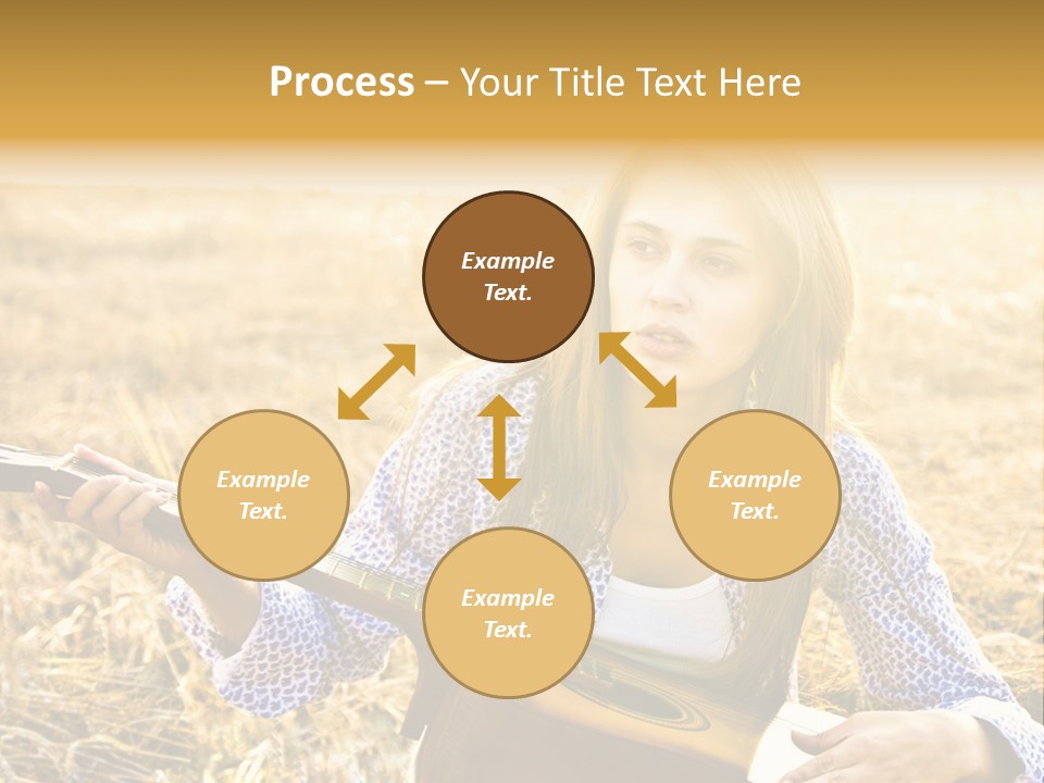 A Woman Sitting In A Field Holding A Guitar PowerPoint Template