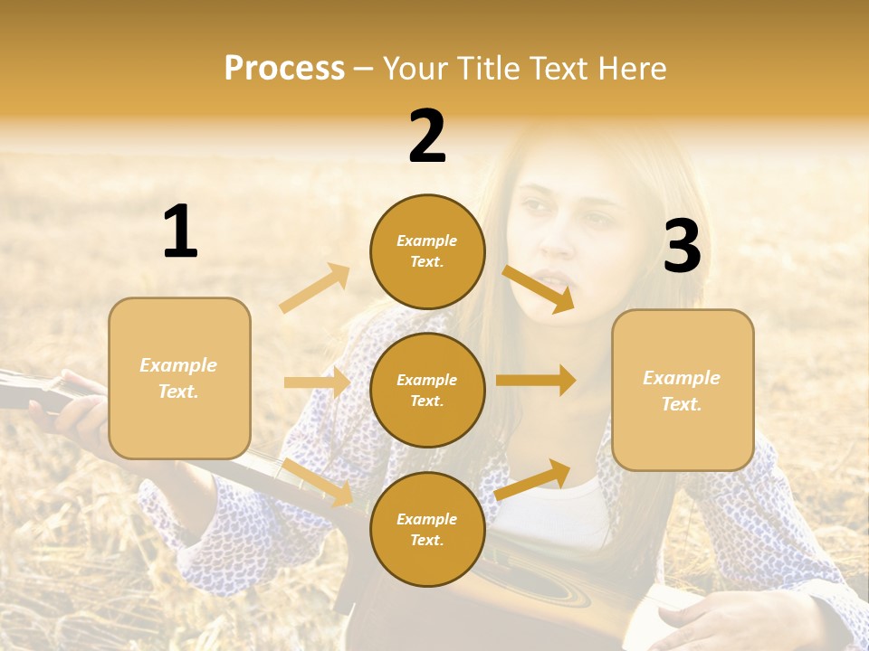 A Woman Sitting In A Field Holding A Guitar PowerPoint Template