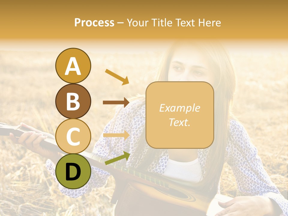 A Woman Sitting In A Field Holding A Guitar PowerPoint Template