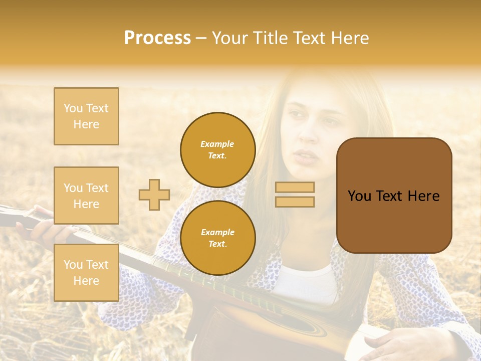 A Woman Sitting In A Field Holding A Guitar PowerPoint Template