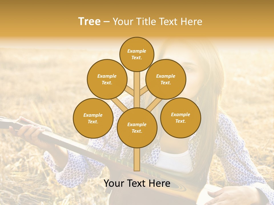 A Woman Sitting In A Field Holding A Guitar PowerPoint Template