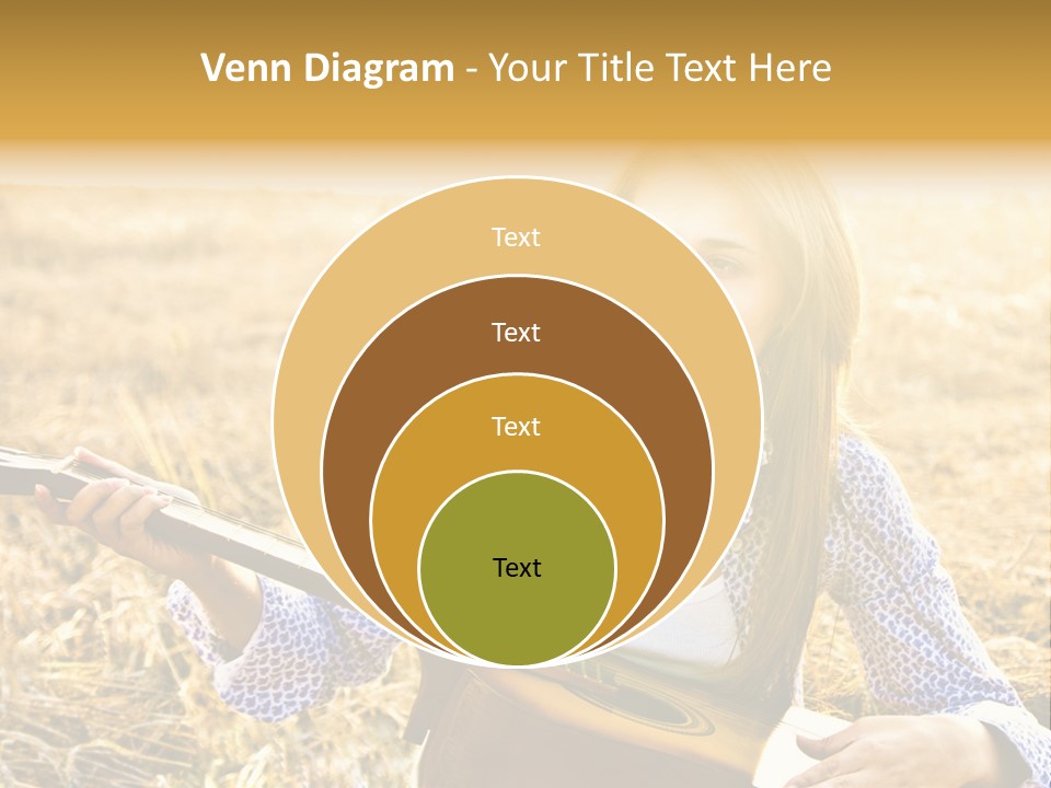 A Woman Sitting In A Field Holding A Guitar PowerPoint Template