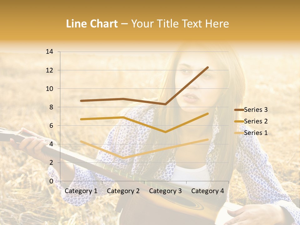 A Woman Sitting In A Field Holding A Guitar PowerPoint Template