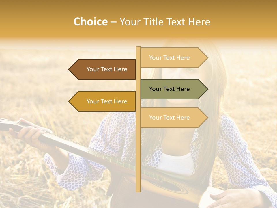 A Woman Sitting In A Field Holding A Guitar PowerPoint Template