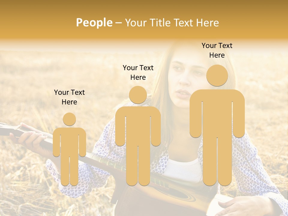 A Woman Sitting In A Field Holding A Guitar PowerPoint Template