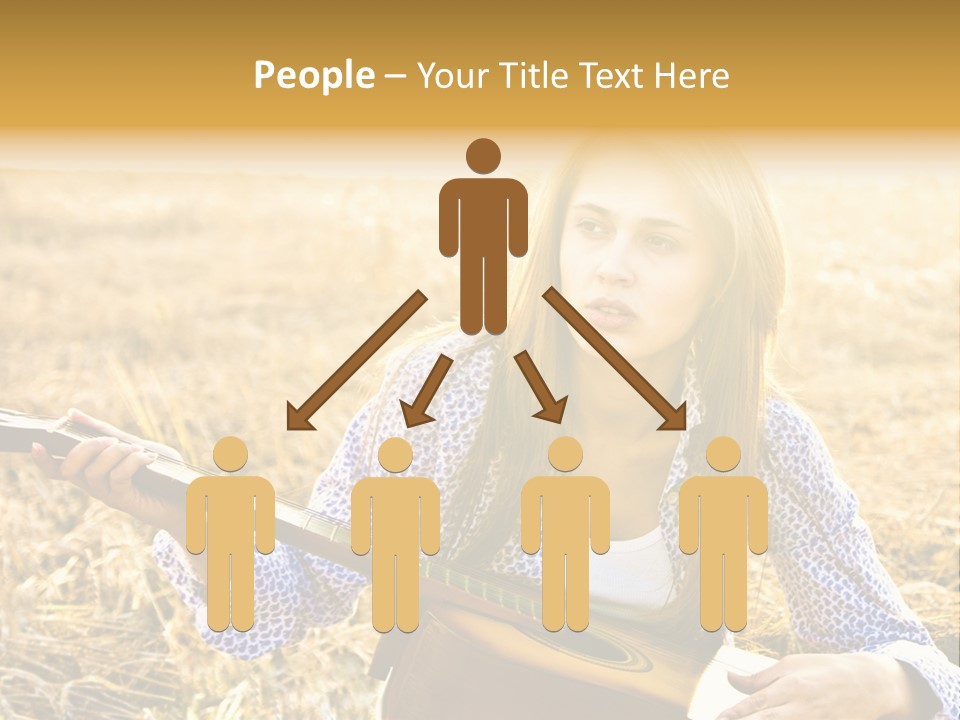 A Woman Sitting In A Field Holding A Guitar PowerPoint Template