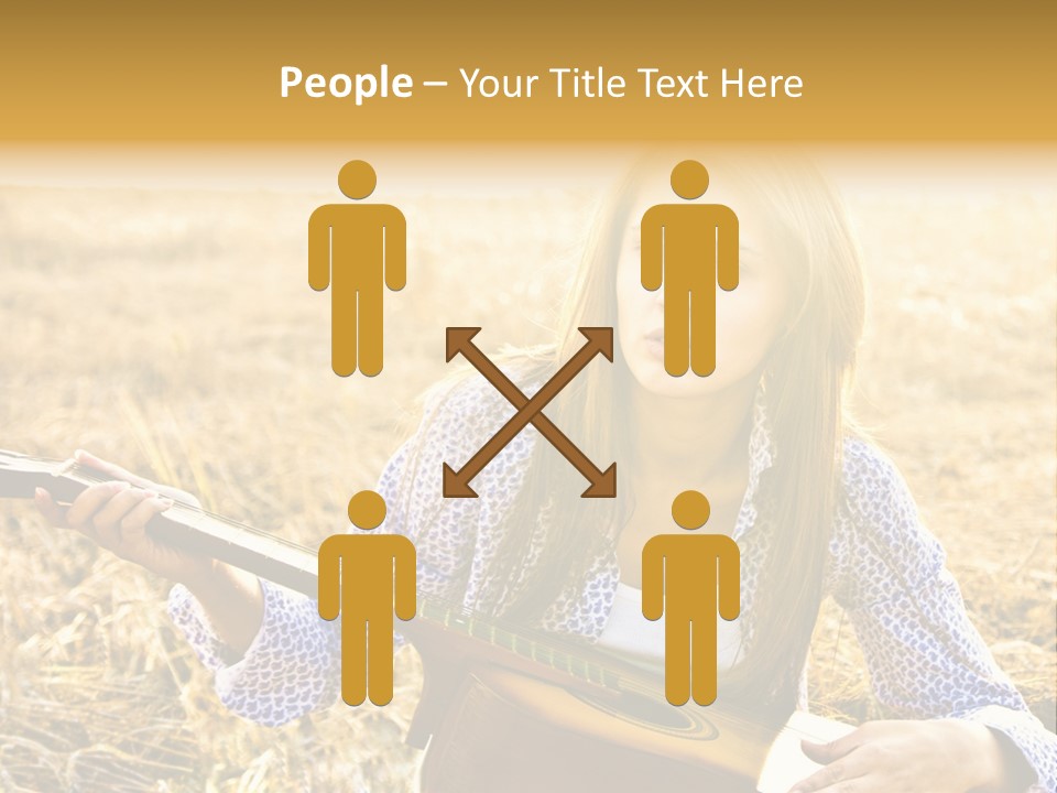A Woman Sitting In A Field Holding A Guitar PowerPoint Template