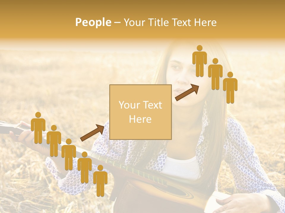 A Woman Sitting In A Field Holding A Guitar PowerPoint Template