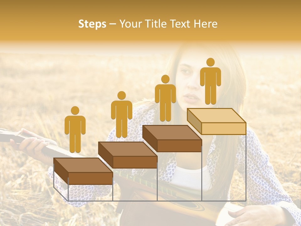 A Woman Sitting In A Field Holding A Guitar PowerPoint Template