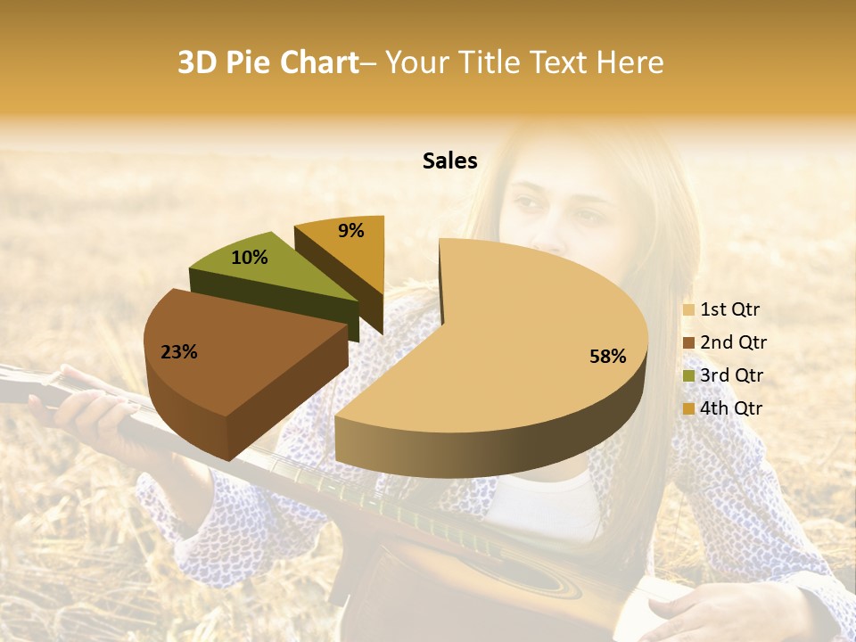 A Woman Sitting In A Field Holding A Guitar PowerPoint Template