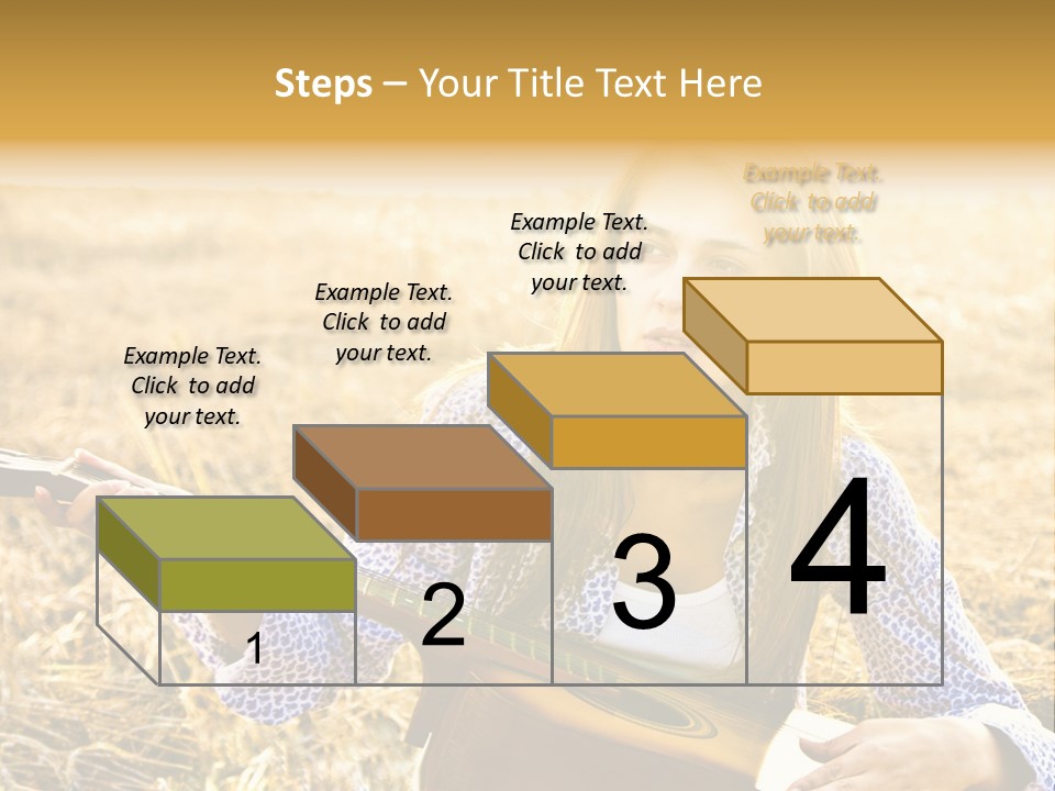 A Woman Sitting In A Field Holding A Guitar PowerPoint Template