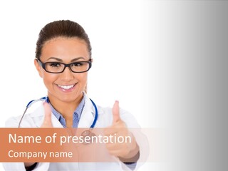 A Woman Doctor Giving A Thumbs Up PowerPoint Template