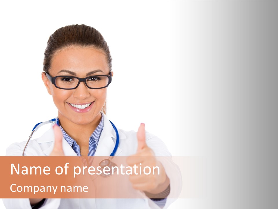 A Woman Doctor Giving A Thumbs Up PowerPoint Template