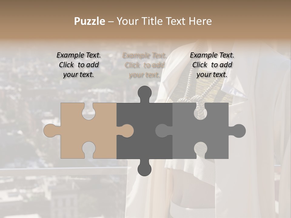 A Woman In A White Coat Is Standing In Front Of A Cityscape PowerPoint Template