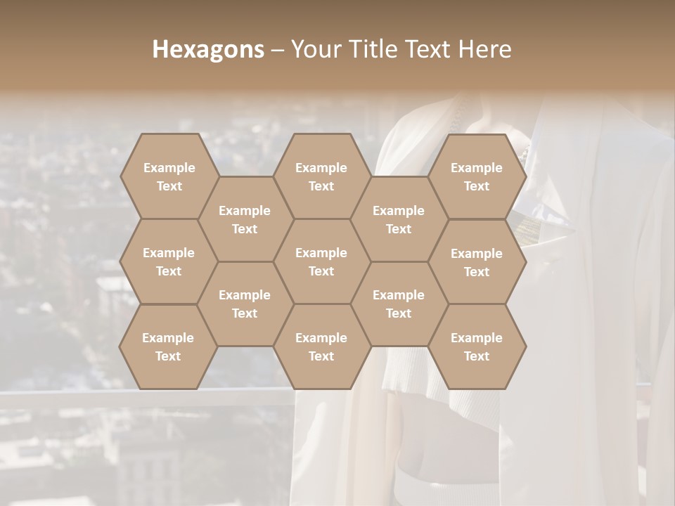 A Woman In A White Coat Is Standing In Front Of A Cityscape PowerPoint Template