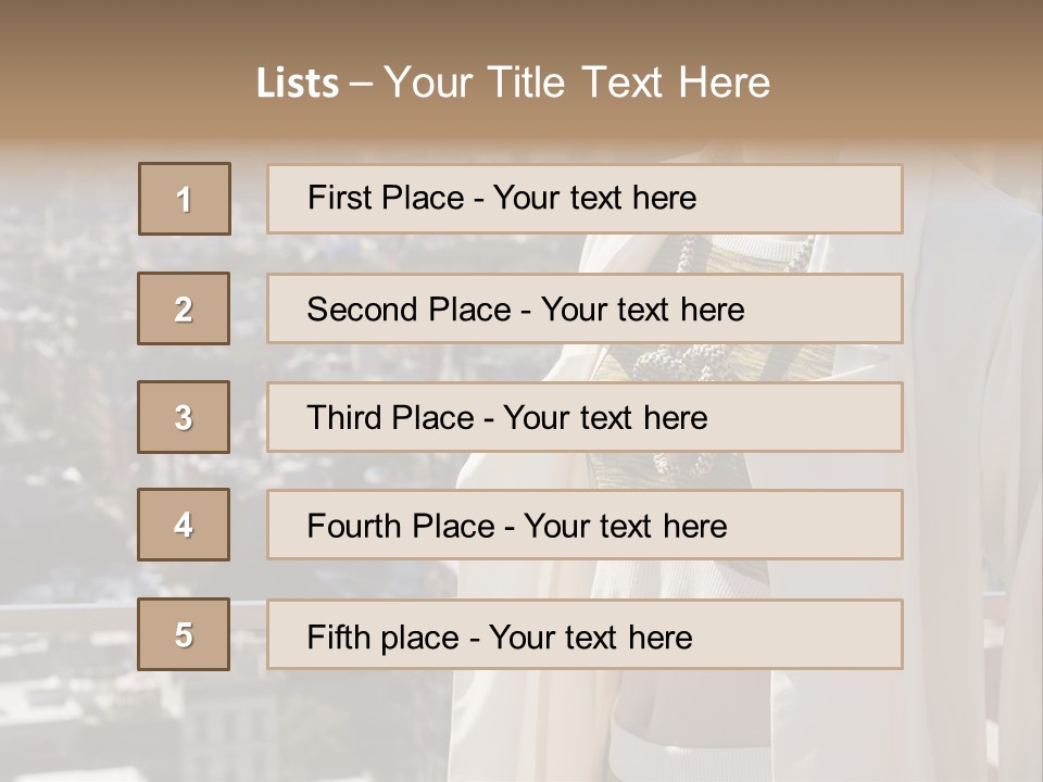 A Woman In A White Coat Is Standing In Front Of A Cityscape PowerPoint Template