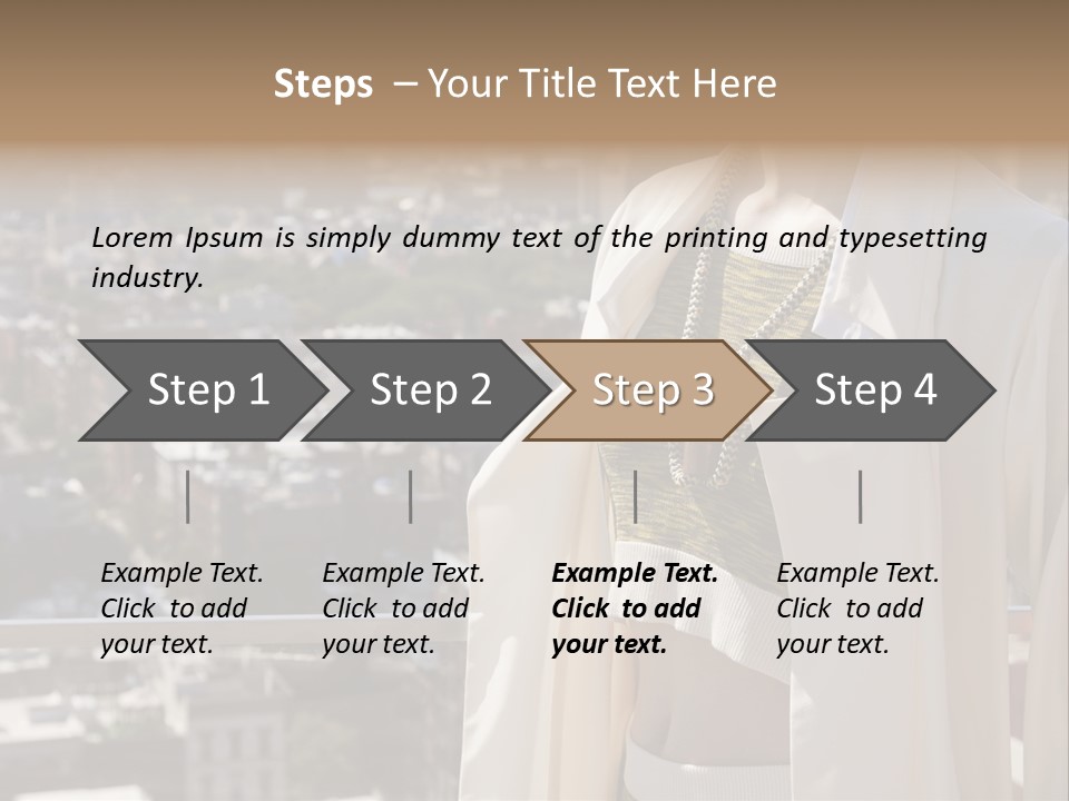 A Woman In A White Coat Is Standing In Front Of A Cityscape PowerPoint Template