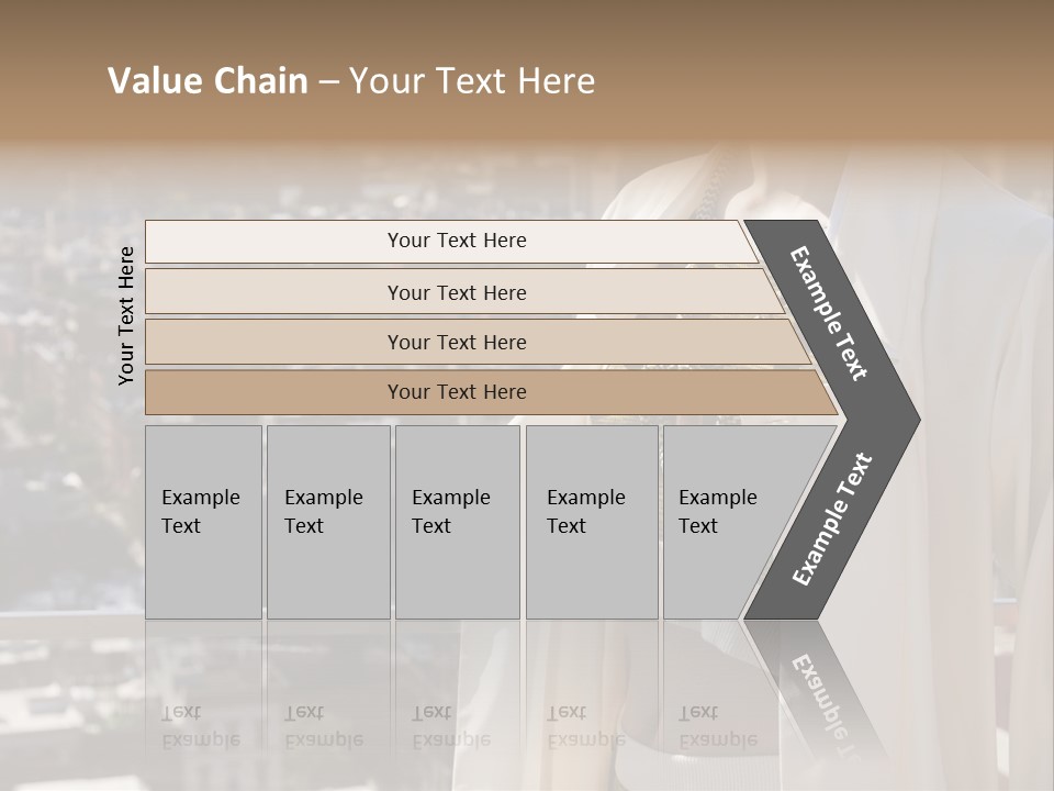 A Woman In A White Coat Is Standing In Front Of A Cityscape PowerPoint Template