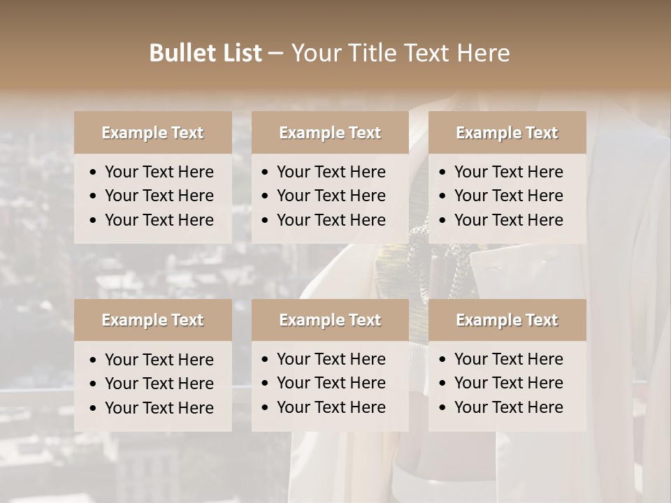 A Woman In A White Coat Is Standing In Front Of A Cityscape PowerPoint Template