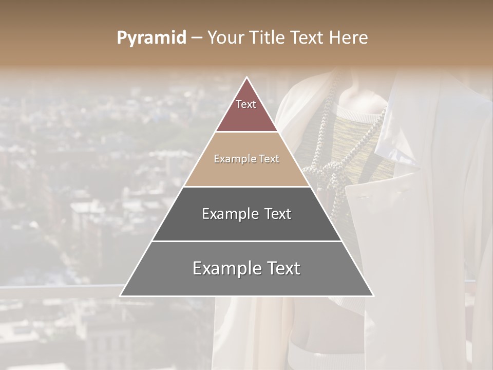 A Woman In A White Coat Is Standing In Front Of A Cityscape PowerPoint Template
