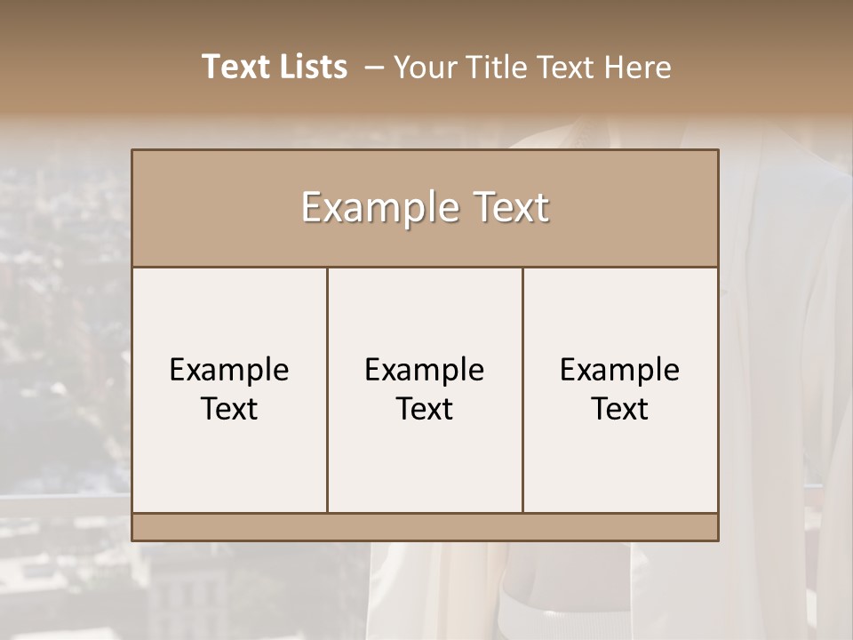 A Woman In A White Coat Is Standing In Front Of A Cityscape PowerPoint Template