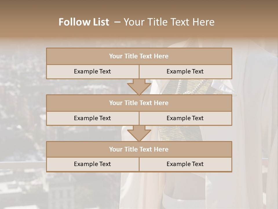 A Woman In A White Coat Is Standing In Front Of A Cityscape PowerPoint Template