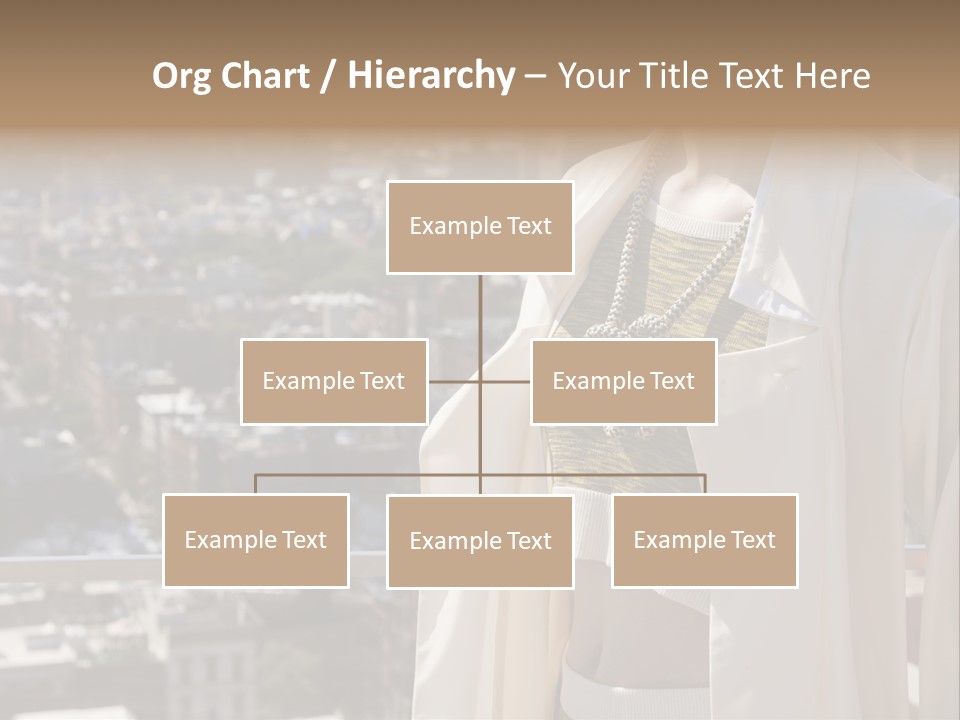 A Woman In A White Coat Is Standing In Front Of A Cityscape PowerPoint Template