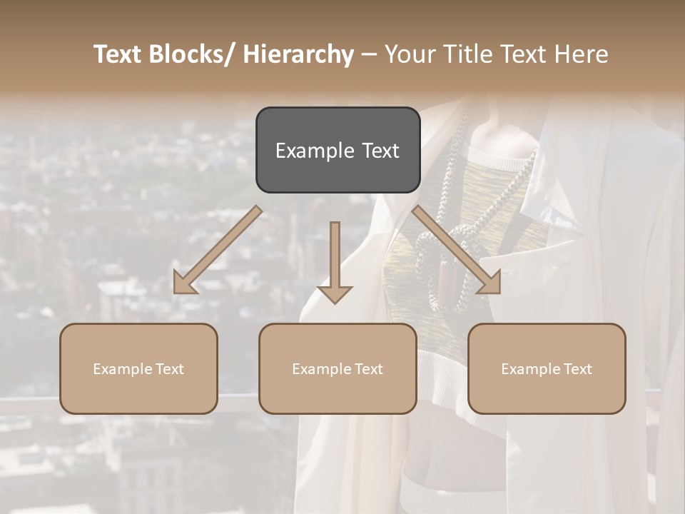 A Woman In A White Coat Is Standing In Front Of A Cityscape PowerPoint Template