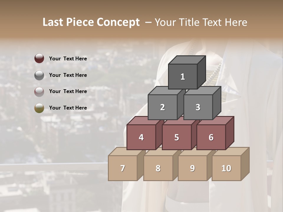 A Woman In A White Coat Is Standing In Front Of A Cityscape PowerPoint Template