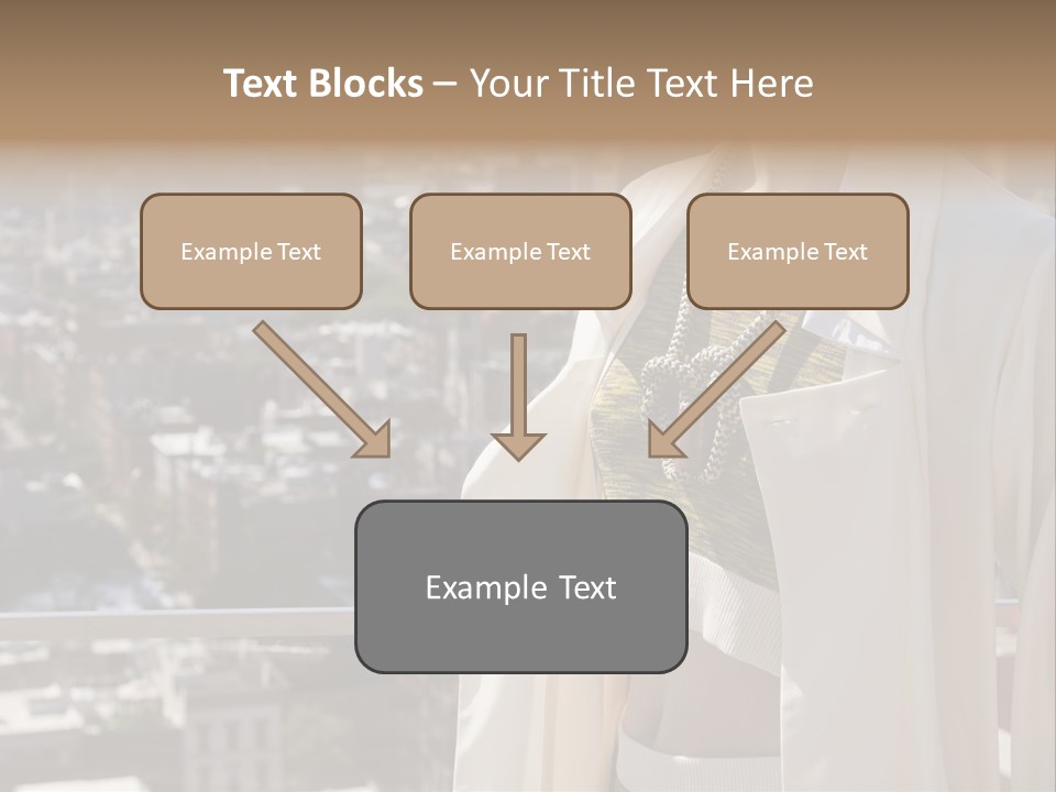 A Woman In A White Coat Is Standing In Front Of A Cityscape PowerPoint Template