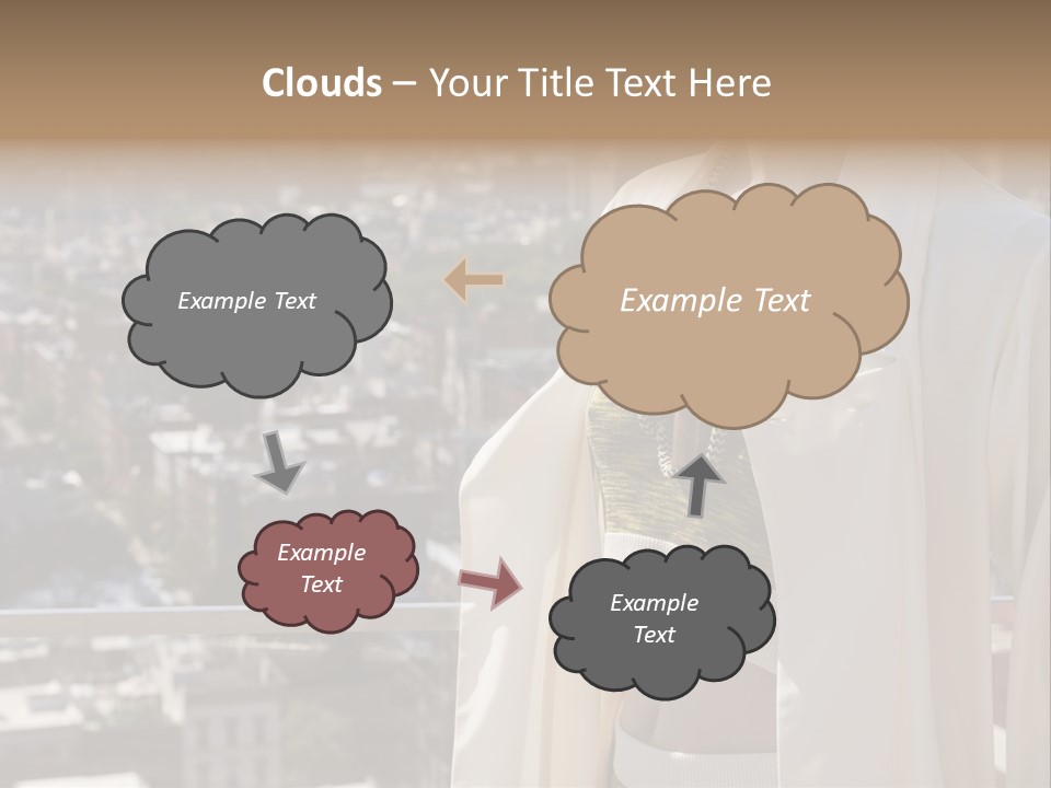 A Woman In A White Coat Is Standing In Front Of A Cityscape PowerPoint Template