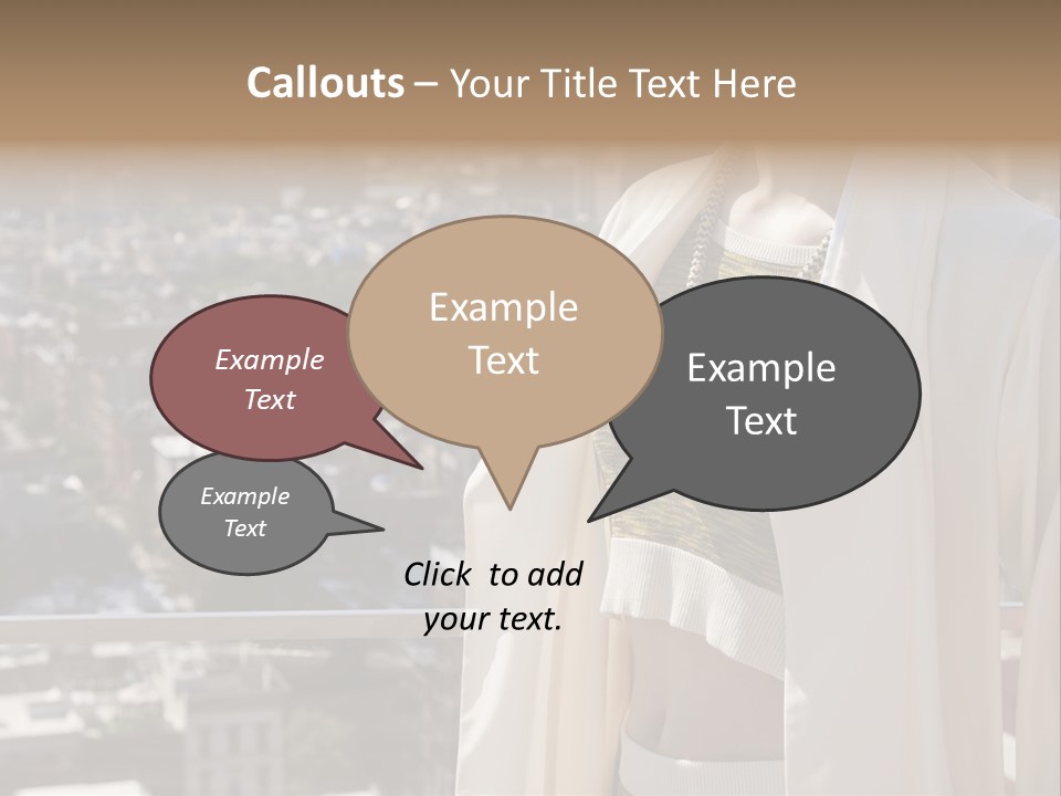 A Woman In A White Coat Is Standing In Front Of A Cityscape PowerPoint Template