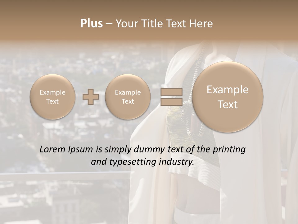 A Woman In A White Coat Is Standing In Front Of A Cityscape PowerPoint Template