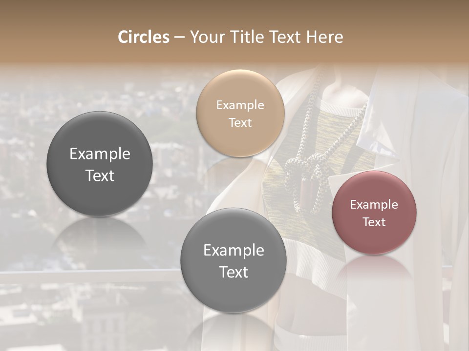 A Woman In A White Coat Is Standing In Front Of A Cityscape PowerPoint Template