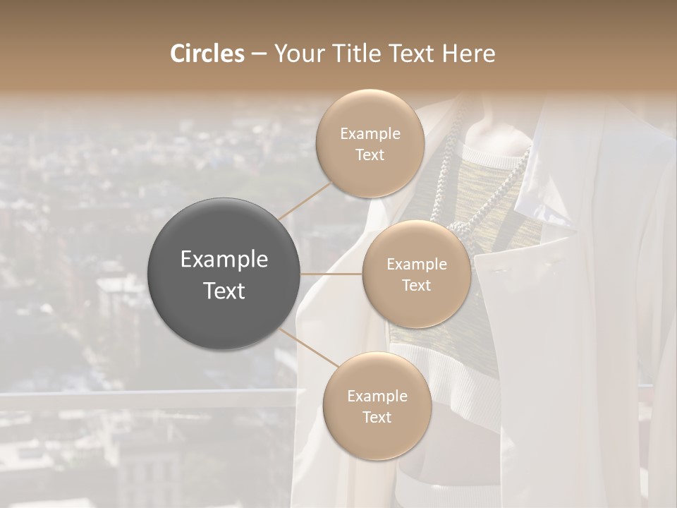 A Woman In A White Coat Is Standing In Front Of A Cityscape PowerPoint Template