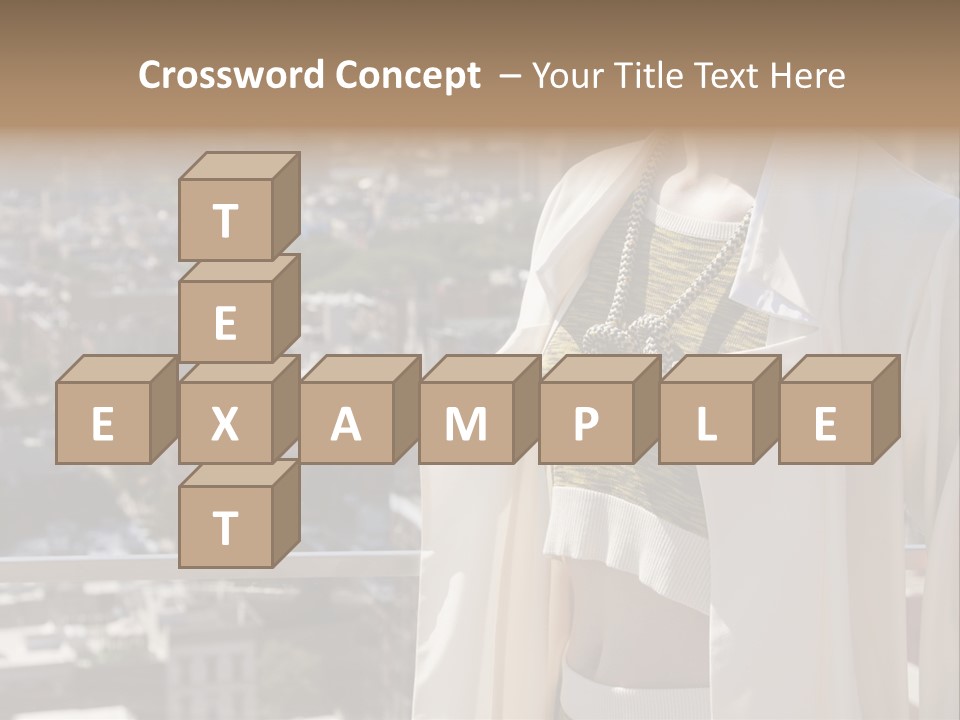 A Woman In A White Coat Is Standing In Front Of A Cityscape PowerPoint Template