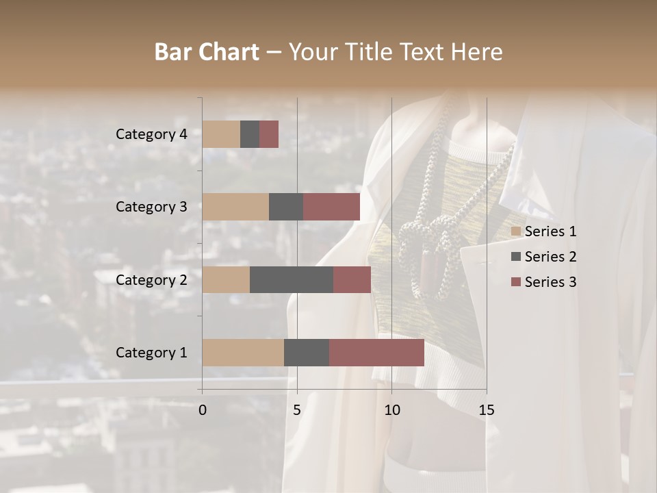 A Woman In A White Coat Is Standing In Front Of A Cityscape PowerPoint Template